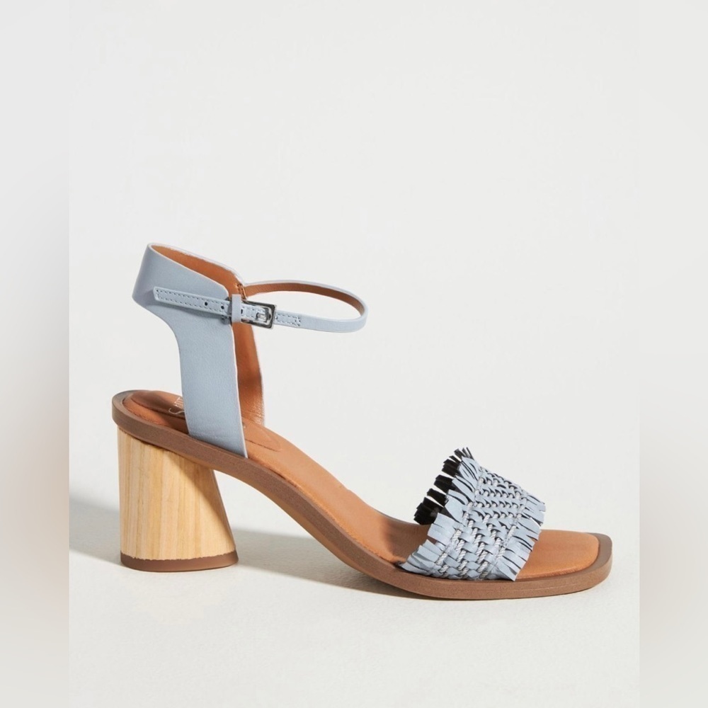 NEW‎ Anthropologie Sarto by Franco Sarto Fringe Heeled Sandals Light Blue 8